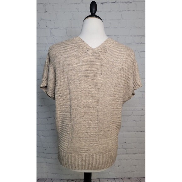 Splendor! Short Sleeve Deep V Neck Sweater Vest Beige size Sm Minimalist - Picture 5 of 6